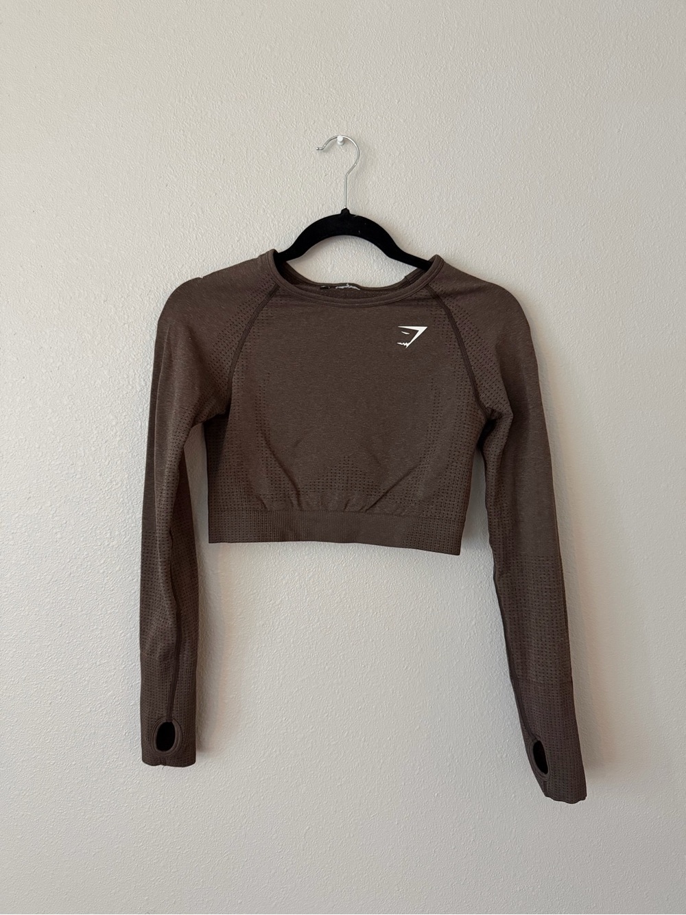 Gymshark Vital Seamless Long Sleeve Crop Top Brown Size S/M